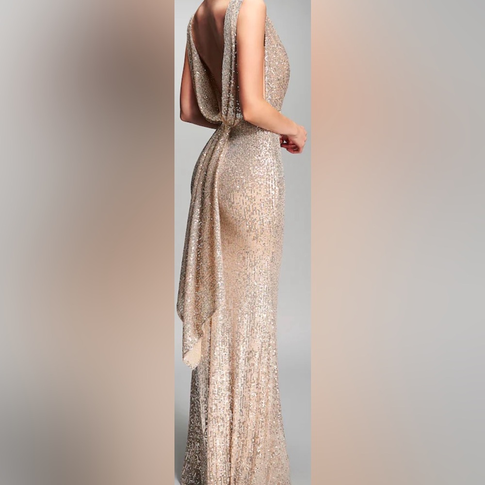 Nicole Bakti Elegant Sequin Evening Gown - Picture 2 of 3